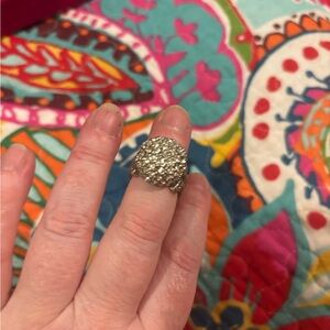Silver Disco Ball Rhinestone Ring Y2K